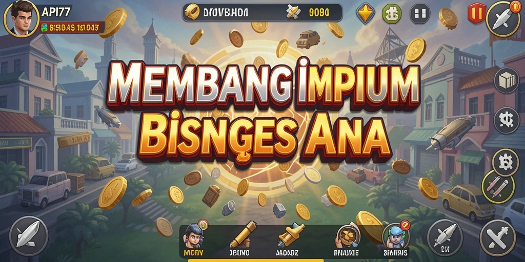 Tampilan gameplay API77 yang menggambarkan pengelolaan bisnis.