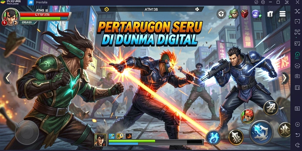 Tampilan gameplay <strong>ATM138</strong> yang menegangkan dengan aksi pertarungan yang dinamis.