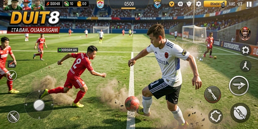 Tampilan gameplay <strong>DUIT8</strong> yang menegangkan dan penuh aksi olahraga.