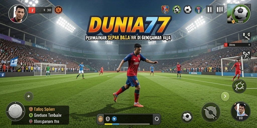 Tangkapan layar DUNIA77 menampilkan aksi sepak bola yang mendebarkan.