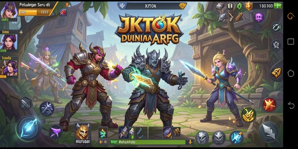 Tangkapan layar JKTOK yang menunjukkan aksi seru dalam pertempuran ARPG.