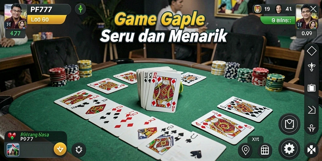 Tampilan gameplay Gaple yang seru dan interaktif di PF777.
