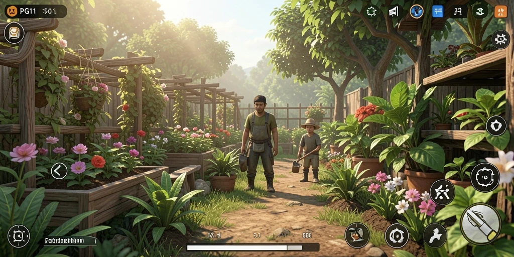 Tangkapan layar PG11 menampilkan gameplay berkebun yang interaktif dan menyenangkan.