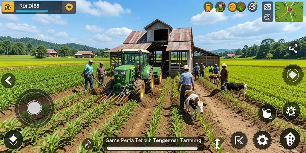 Screenshot RDI88 menampilkan petani yang sedang merawat tanaman.