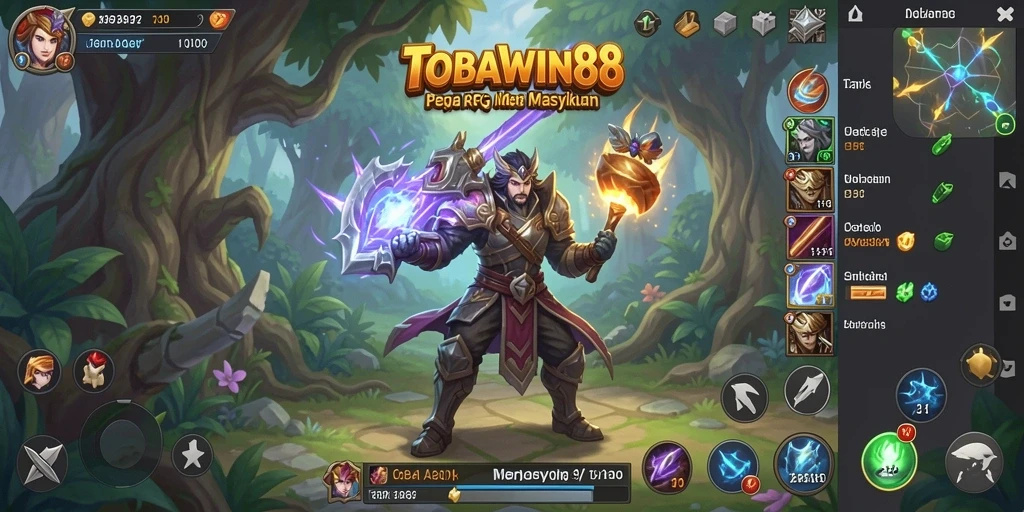 Screenshot utama TOBAWIN88 menampilkan gameplay RPG yang mendalam.